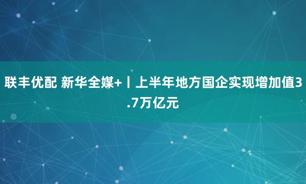 联丰优配 新华全媒+丨上半年地方国企实现增加值3.7万亿元