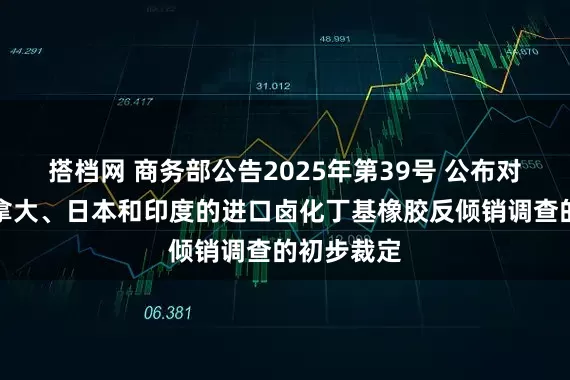 搭档网 商务部公告2025年第39号 公布对原产于加拿大、日本和印度的进口卤化丁基橡胶反倾销调查的初步裁定